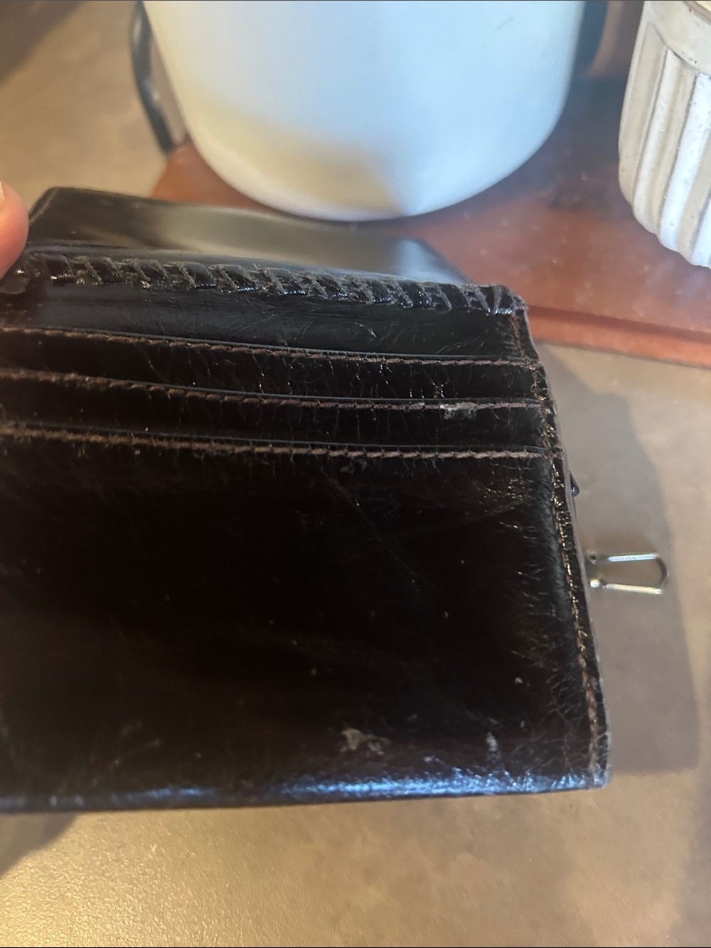 HOBO Black Leather ID Card Holder with Gold Logo - Picture 6 of 6